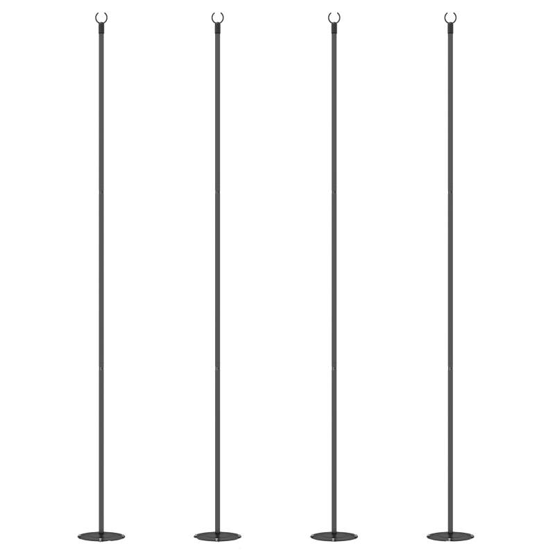 Outsunny 4 Pack of 8' String Light Poles, Steel Hanging Lighting Stand for Patio, Backyard, Deck, Wedding, Party, Black