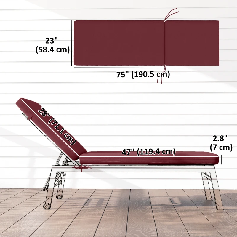 Outsunny 2-Piece Back and Seat Cushion Pillows Replacement, Patio Chair Cushions Set with Ties for Indoor Outdoor, Wine Red