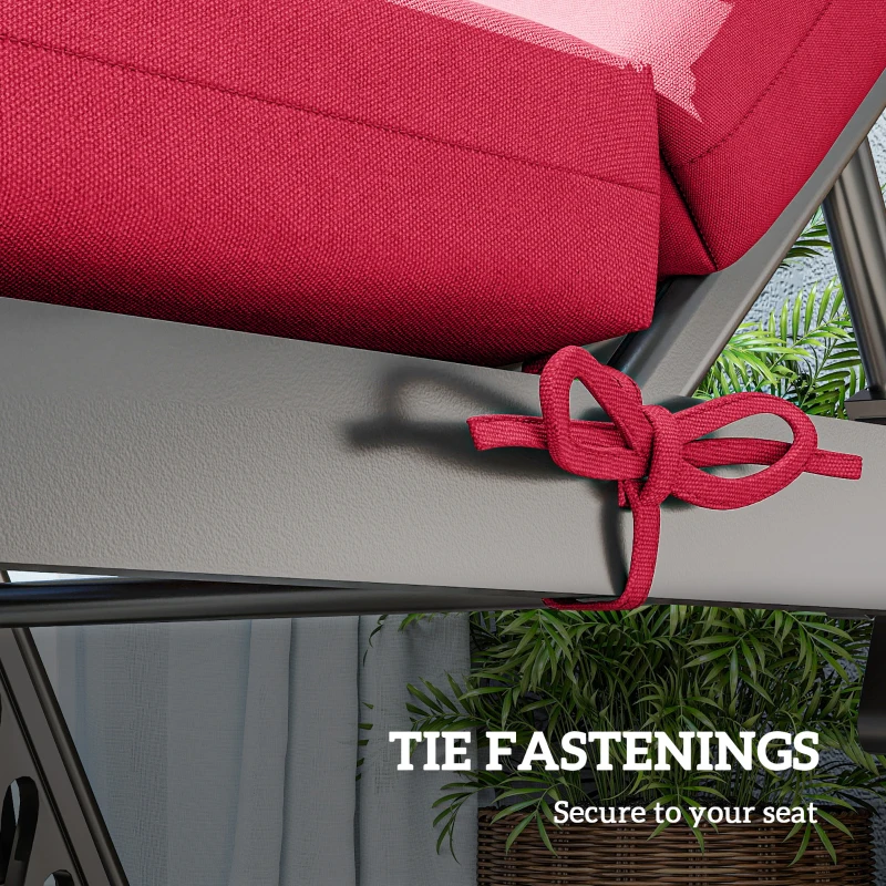 Outsunny 2-Piece Back and Seat Cushion Pillows Replacement, Patio Chair Cushions Set with Ties for Indoor Outdoor, Wine Red