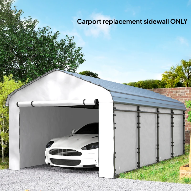 Outsunny Carport Replacement Sidewall Panel for 10' x 15' Carports, UPF50+ Waterproof Replacement Side Wall Cover, White