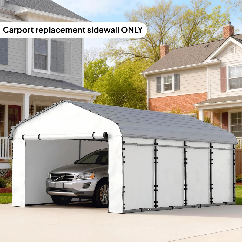 Outsunny Carport Replacement Sidewall Panel for 10' x 15' Carports, UPF50+ Waterproof Replacement Side Wall Cover, White