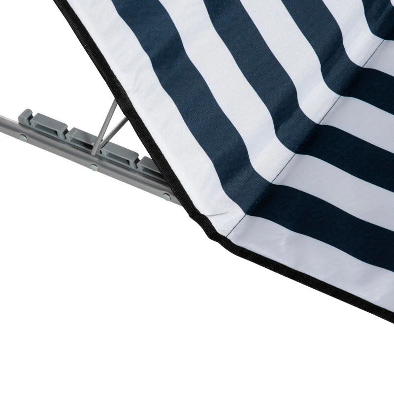 Outsunny 2 Pieces Beach Lounge Chair, Outdoor Folding Chaise Lounge Set w/ Pillow for Sunbath, Snap, Blue and White