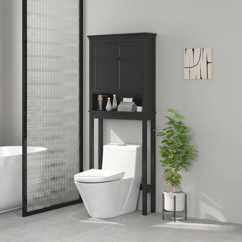 HOMCOM 3-Tier Over Toilet Storage Unit Washing Machine Cabinet Dryer Cabinet with Adjustable Shelf for Bathroom, Laundry