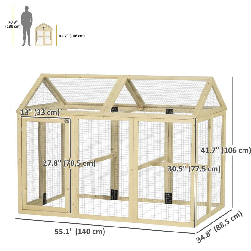 PawHut Chicken Run Expandable Outdoor Large Chicken Coop with 2 Doors and 3 Perches for 1–3 Chickens
