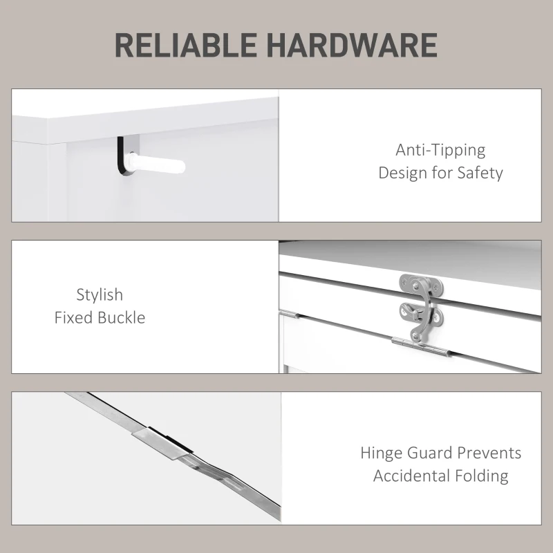 HOMCOM Fold-out Convertible Office Desk, Wall Mount Computer Desk with Whiteboard and Side Shelf, White