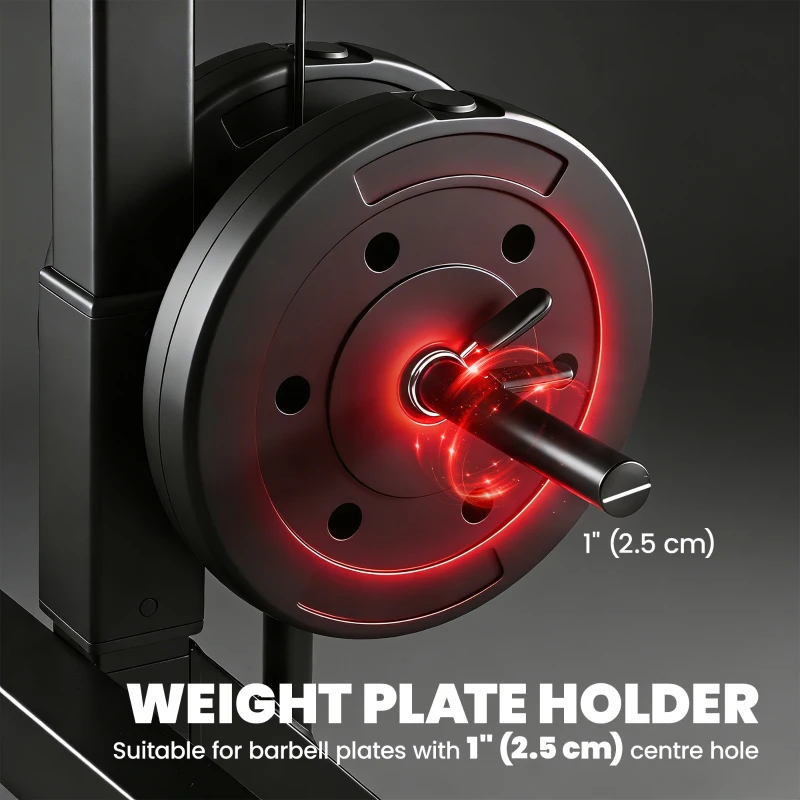 Soozier Cable Machine, Multi-Function Bench Press Rack with Weight Plate Holders, Lat-Pull Down System, Black