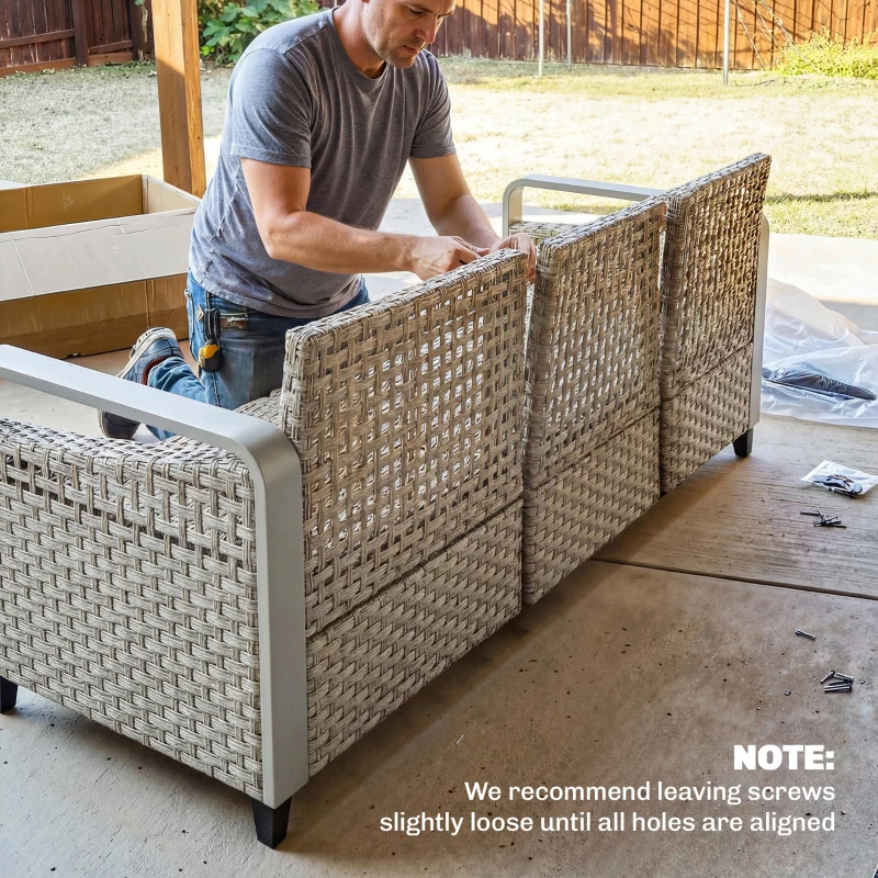 Outsunny Rattan Wicker Sofa 3-Seater Outdoor Couch with Cushions for Patio Garden Grey