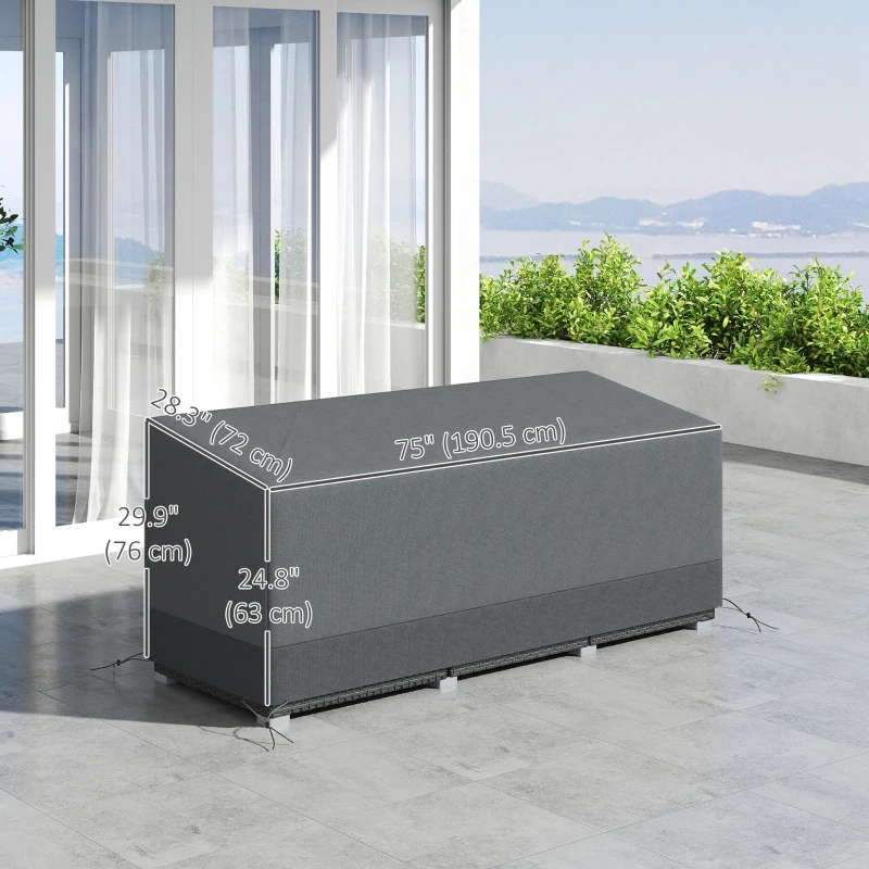 Outsunny Patio Furniture Covers Waterproof for 3 Seater Sofa, 600D Heavy Duty Oxford Outdoor Patio Cover, 75" x 28.3" x 29.9", Grey