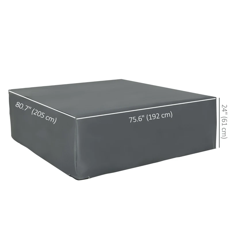 Outsunny Patio Furniture Covers Waterproof for Lounge Chair Set, 600D Heavy Duty Oxford Patio Cover, 80.7" x 75.6" x 24", Grey