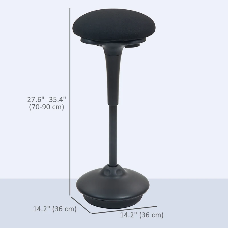 HOMCOM Swivel Standing Desk Chair, Backless Wobble Stool Chair, Adjustable Active Ergonomic Standing Stool with Rocking Motion