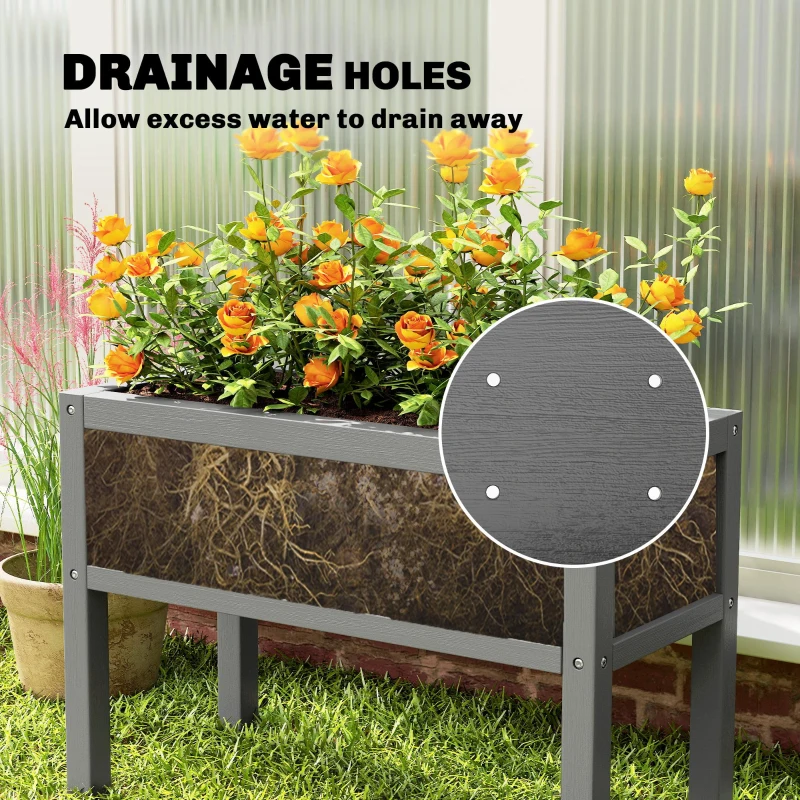 Outsunny Raised Garden Bed with Legs, HDPE Raised Planter with Drainage Holes and Liner for Vegetables Flowers Herbs
