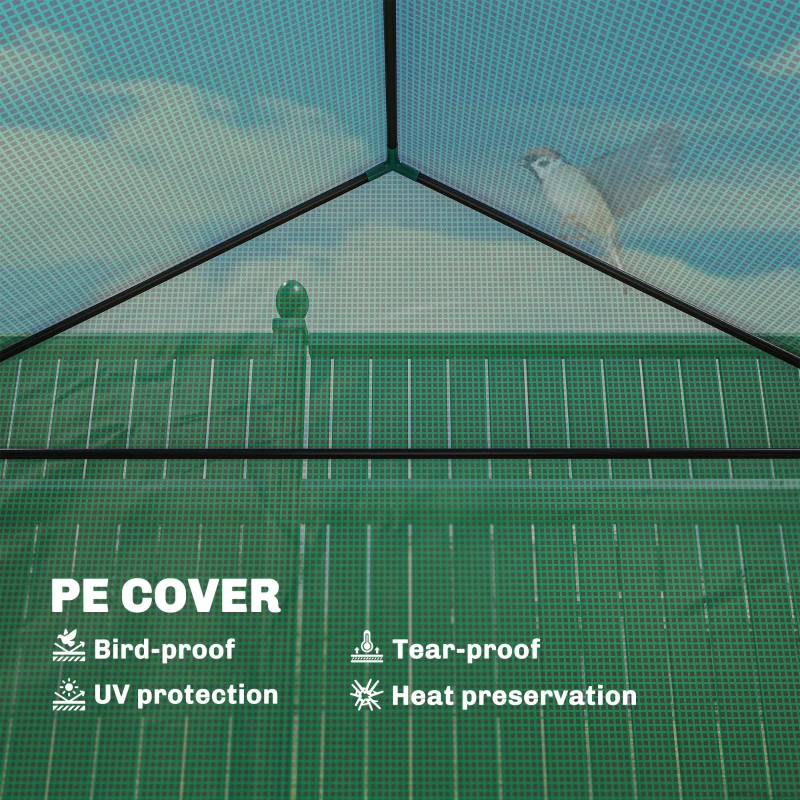 Outsunny Greenhouse with Raised Garden Bed, Galvanized Metal Planter Box with PE Cover, Roll Up Door, 56" x 56" x 75", Green