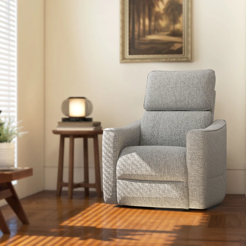 HOMCOM Power Recliner Chair, Linen-look Fabric Upholstered Recliner Chair with USB Ports, Footrest, Grey