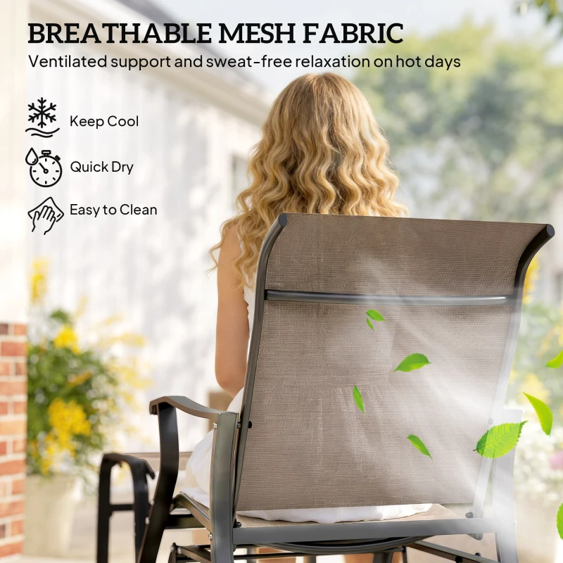 Outsunny Outdoor Glider with Ottoman, Patio Glider Chair Set with High Back, Wide Seat for Porch, Garden, Backyard, Brown