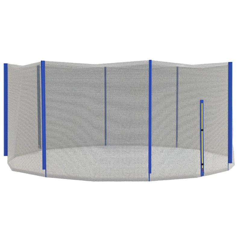 Soozier Trampoline Net Enclosure for 14ft Round Trampoline with 8 Straight Poles Poles Not Included, Weather Resistant Trampoline Netting Replacement with Zippered Entrance, Blue