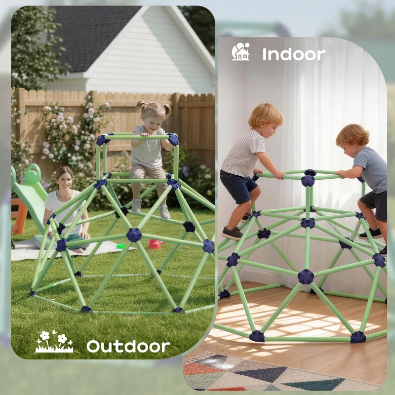 Qaba Climbing Dome, 6FT Geometric Dome Climber, Indoor Outdoor Jungle Gym Playground for Kids 3-8 Boys Girls, Green