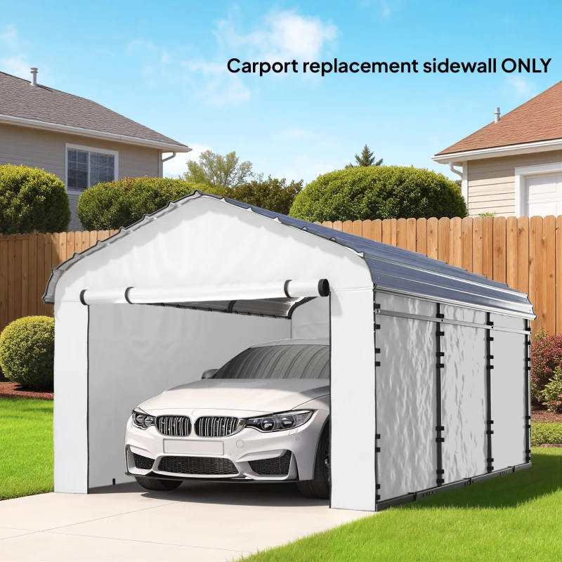 Outsunny Carport Replacement Sidewall Panel for 12' x 20' Carports, UPF50+ Waterproof Replacement Side Wall Cover, White
