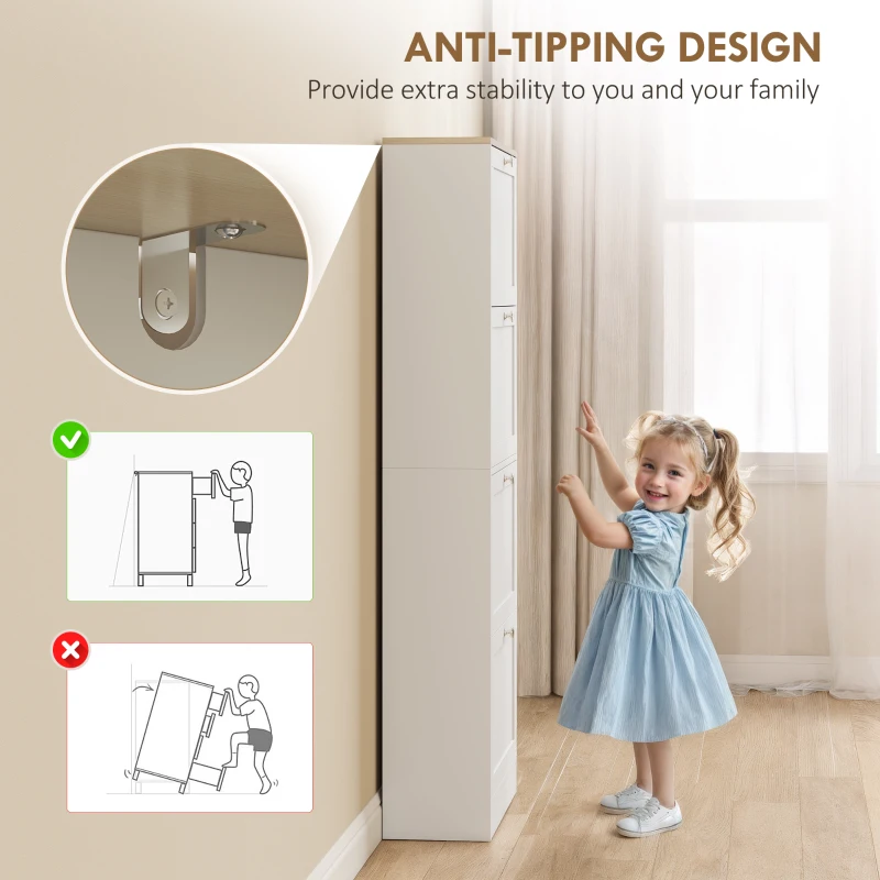 HOMCOM Modern Shoe Storage Cabinet with 4 Flip Drawers and Adjustable Shelves, Shoe Cabinet for 18-24 Pairs of Shoes, White