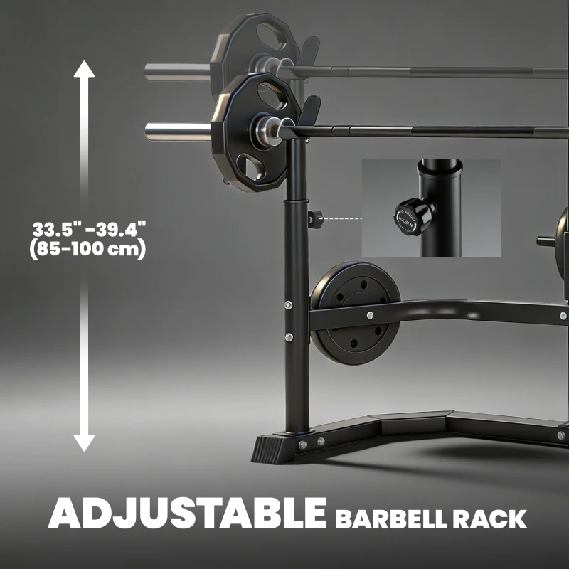 Soozier Cable Machine, Multi-Function Bench Press Rack with Weight Plate Holders, Lat-Pull Down System, Black