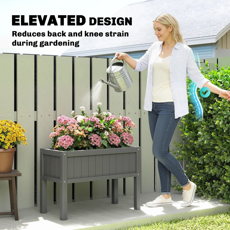 Outsunny Raised Garden Bed with Legs, HDPE Raised Planter with Drainage Holes and Liner for Vegetables Flowers Herbs