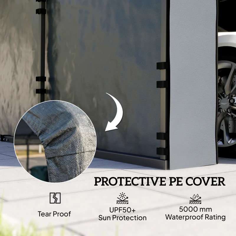 Outsunny Carport Replacement Sidewall Panel for 10' x 15' Carports, UPF50+ Waterproof Replacement Side Wall Cover, Dark Gray