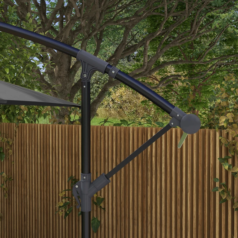 Outsunny 3(m) patio offset umbrella, with Cross Base - Dark Grey