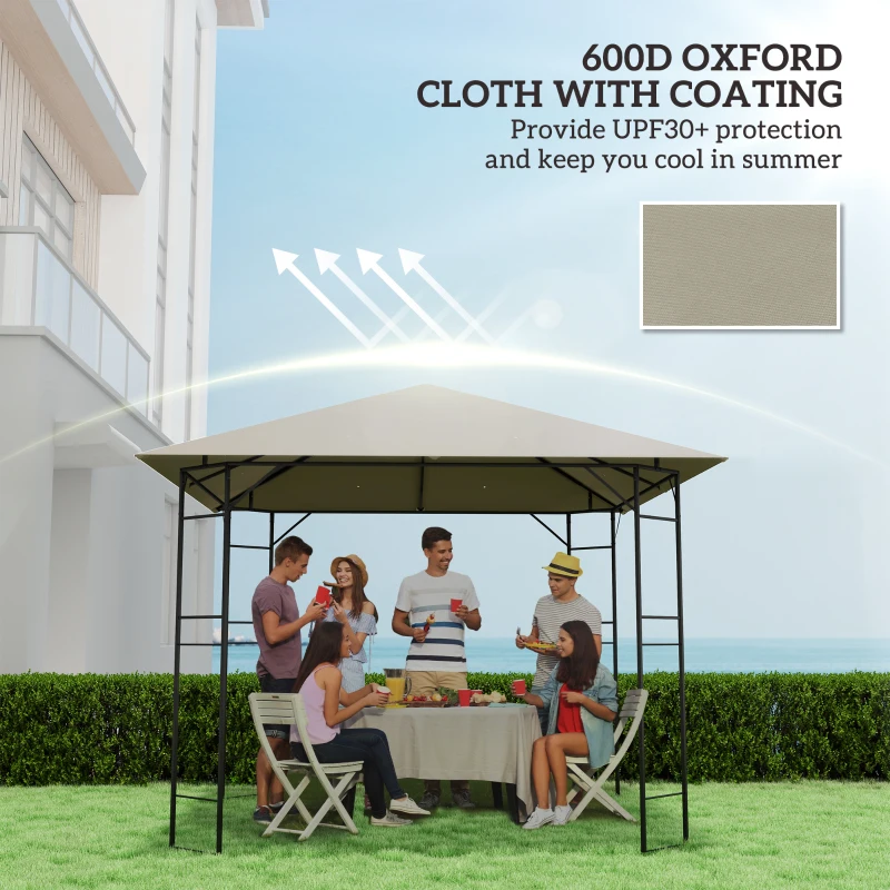 Outsunny 10' x 10' Gazebo Canopy Replacement Cover, Garden Gazebo Roof Replacement, UPF30+, TOP COVER ONLY, Grey