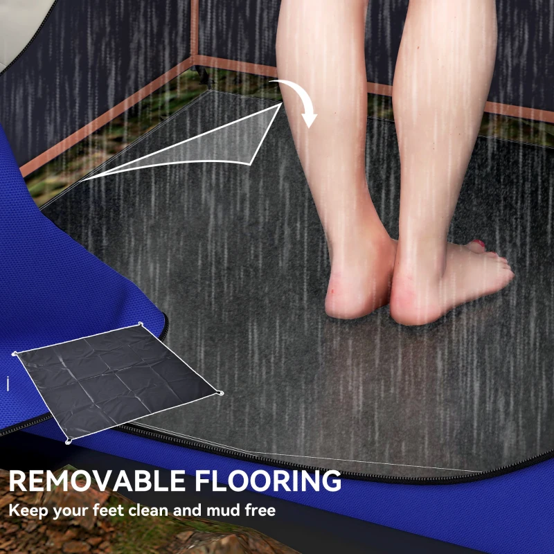 Outsunny Camping Shower Tent, Portable Privacy Shelter with Solar Shower Bag, Removable Floor and Carrying Bag, Blue