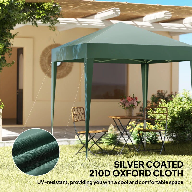 Outsunny 6.6'x6.6' Pop Up Canopy Tent with Sidewalls, Instant Sun Shelter Camping Gazebo with Carry Bag, Dark Green