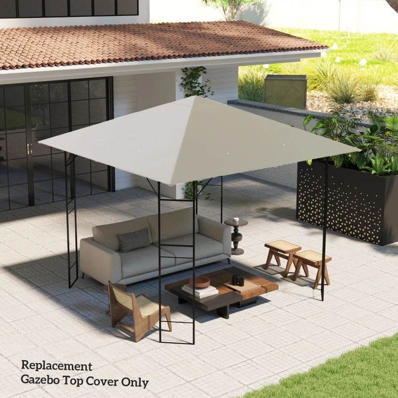 Outsunny 10' x 10' Gazebo Canopy Replacement Cover, Garden Gazebo Roof Replacement, UPF30+, TOP COVER ONLY, Grey