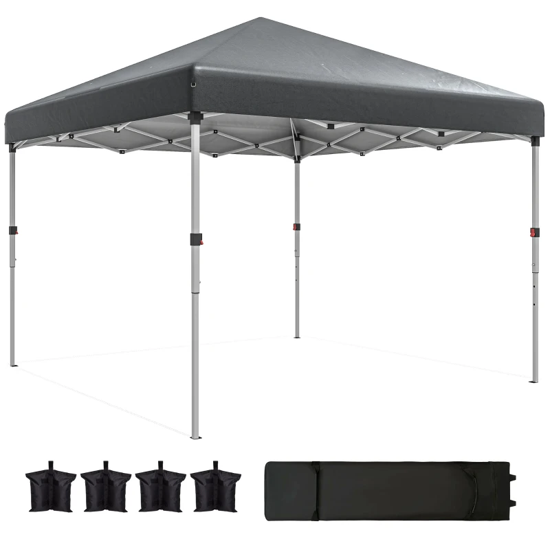 Outsunny 10' x 10' Pop Up Canopy with Sidewalls, Roller Bag, Height Adjustable Instant Tent for Outdoor, Garden, Patio, Grey