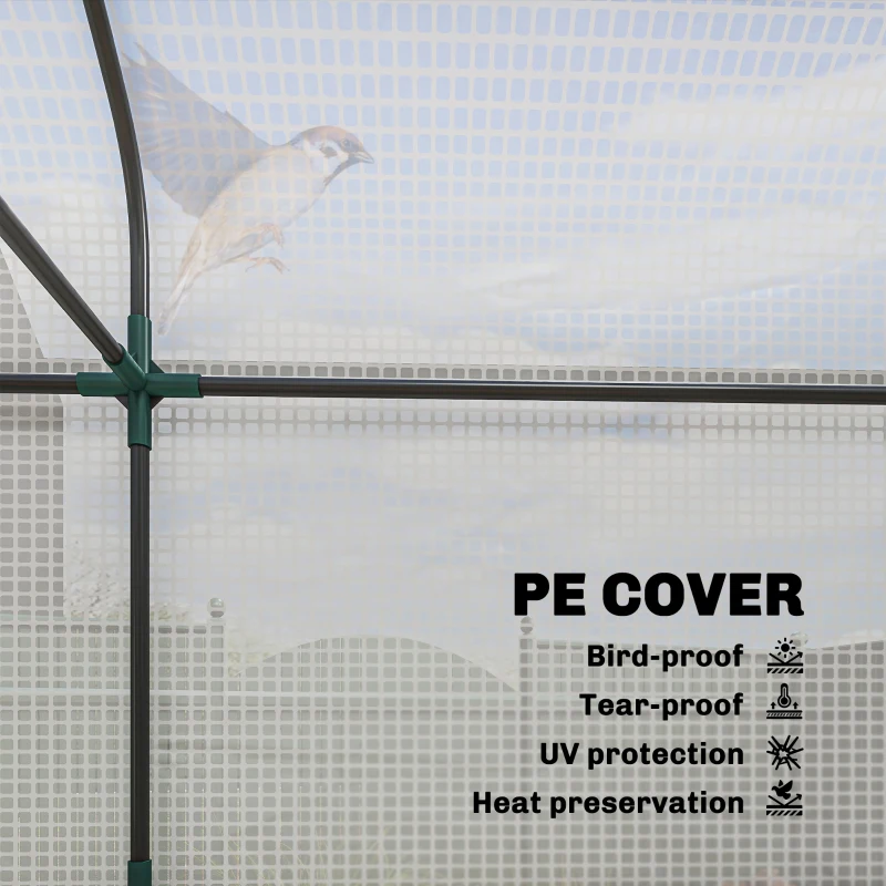 Outsunny 3 Tier Mini Greenhouse, Small Portable Greenhouse with 2 Roll-up Doors, 56.3" x 18.1" x 65", White