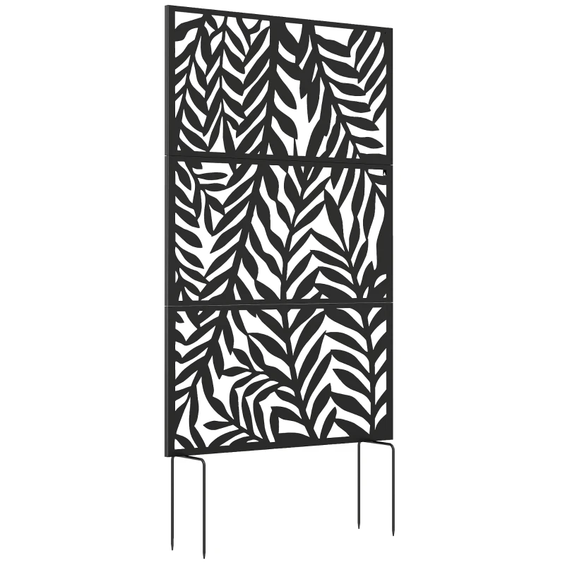 Outsunny Metal Outdoor Privacy Screen, 72" x 38" Freestanding Outdoor Divider, Black