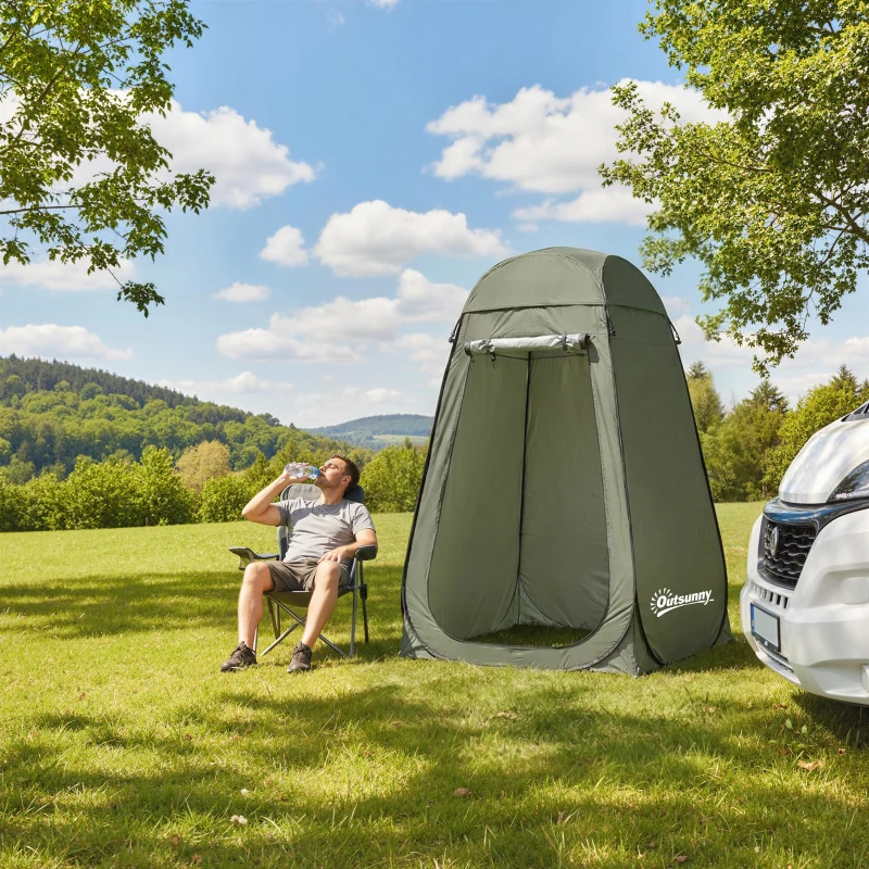 Outsunny Pop Up Shower Tent, Portable Privacy Room for Outdoor Changing, Dressing, Fishing Storage with Carrying Bag, Green