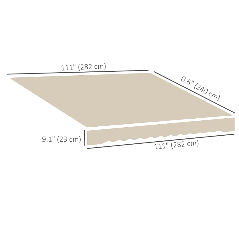 Outsunny 9' x 8' Outdoor Sunshade Canopy Awning Cover, Retractable Awning Fabric Replacement, UV Protection, Beige