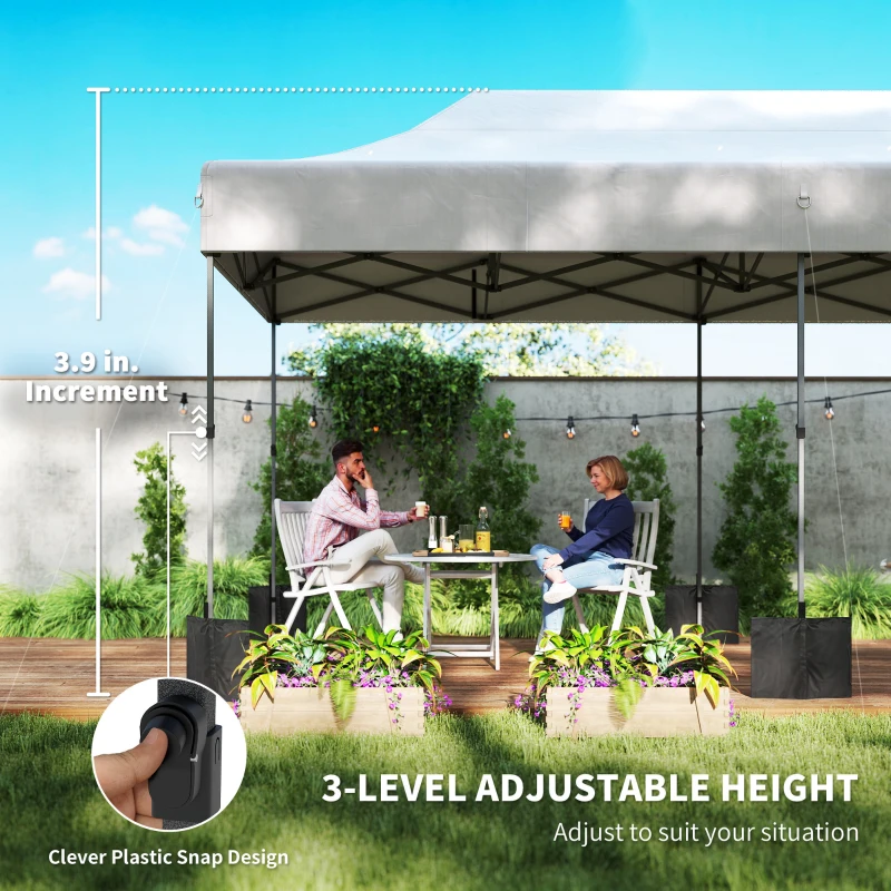 Outsunny 10 x 20 ft Pop Up Canopy Tent, Heavy Duty UPF50+ Outdoor Portable Instant Canopy Shelter with Wheeled Bag, White