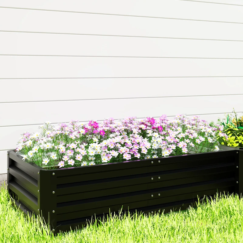Outsunny Steel Raised Garden Bed, Set of 5 Large Box Planters for Outdoor Plants Vegetables Flowers Herbs, 8x8x1ft, Black