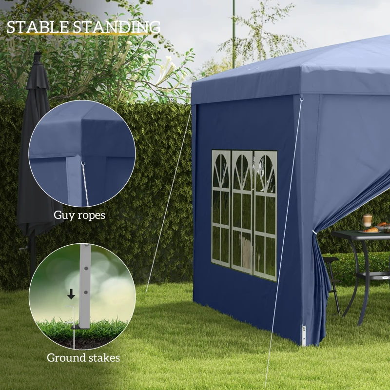 Outsunny 10'x10' Outdoor Pop Up Party Tent Wedding Gazebo Canopy with Carrying Bag (Blue)