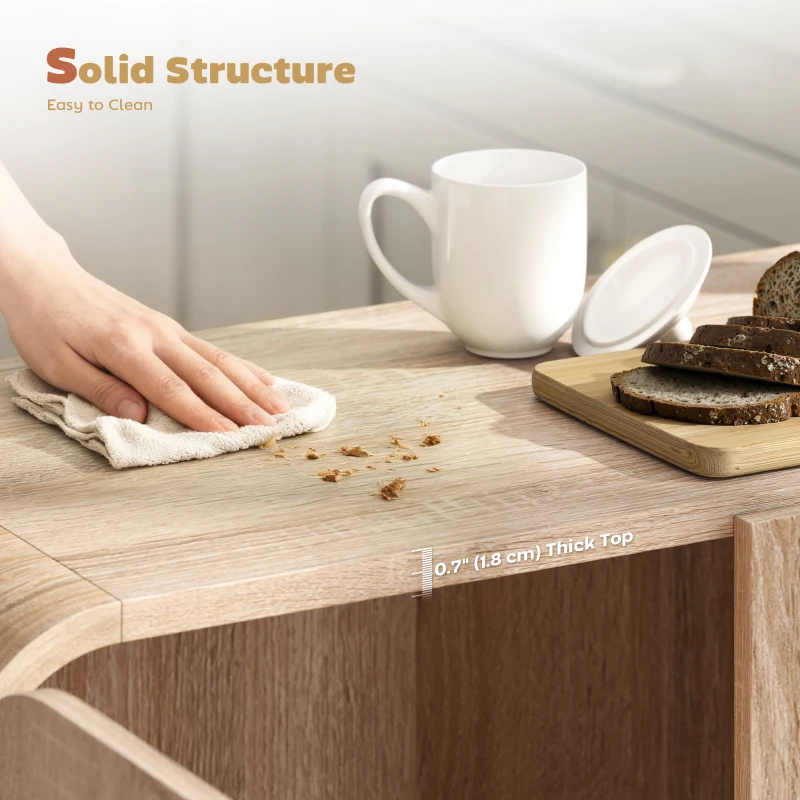 HOMCOM Sideboard Buffet Cabinet, 62" Modern Kitchen Storage Cabinet with Soft-Close Doors and Adjustable Shelves, Natural Wood