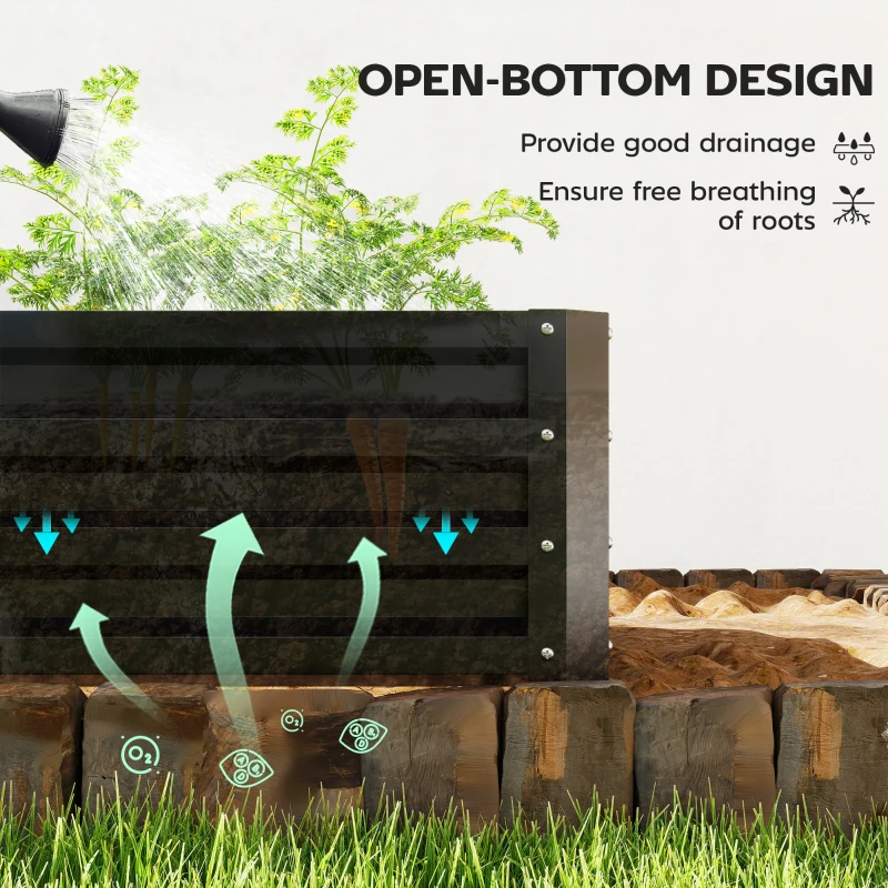 Outsunny Steel Raised Garden Bed, Set of 5 Large Box Planters for Outdoor Plants Vegetables Flowers Herbs, 8x8x1ft, Black