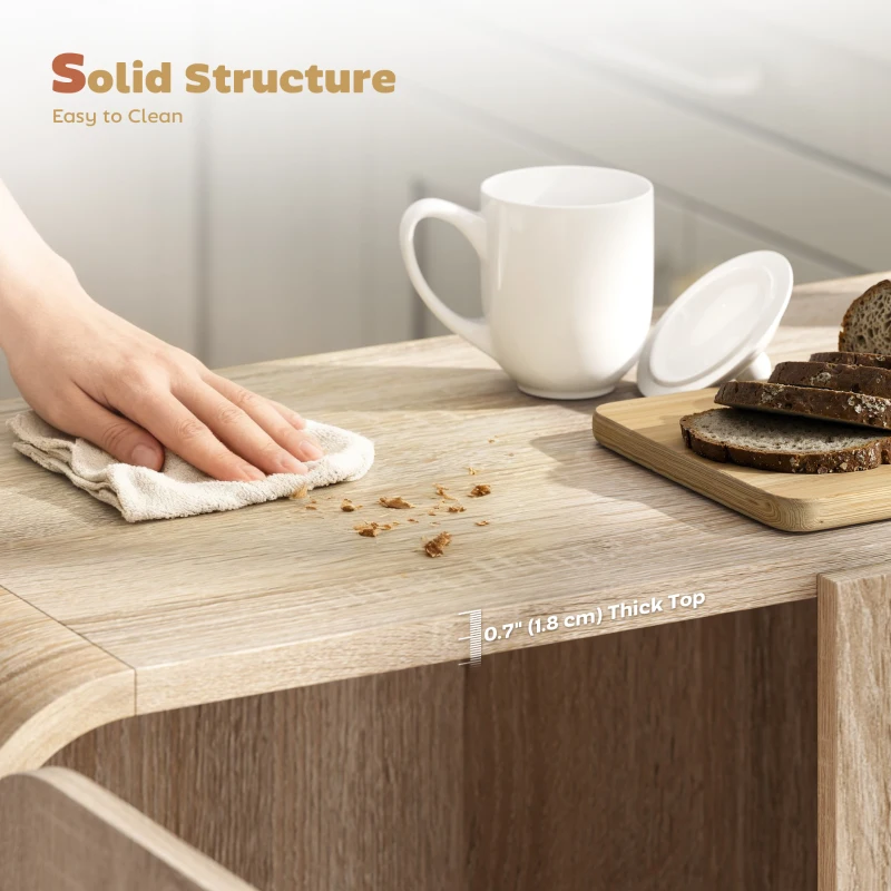 HOMCOM Sideboard Buffet Cabinet, 31.5" Modern Kitchen Storage Cabinet with Soft-Close Door and Adjustable Shelf, Natural Wood