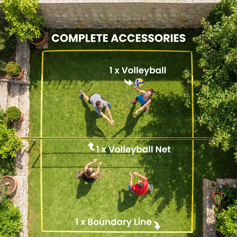 Soozier Portable Volleyball Net Set with Adjustable Height Steel Poles, Volleyball, Boundary Line and Carrying Bag for Outdoor