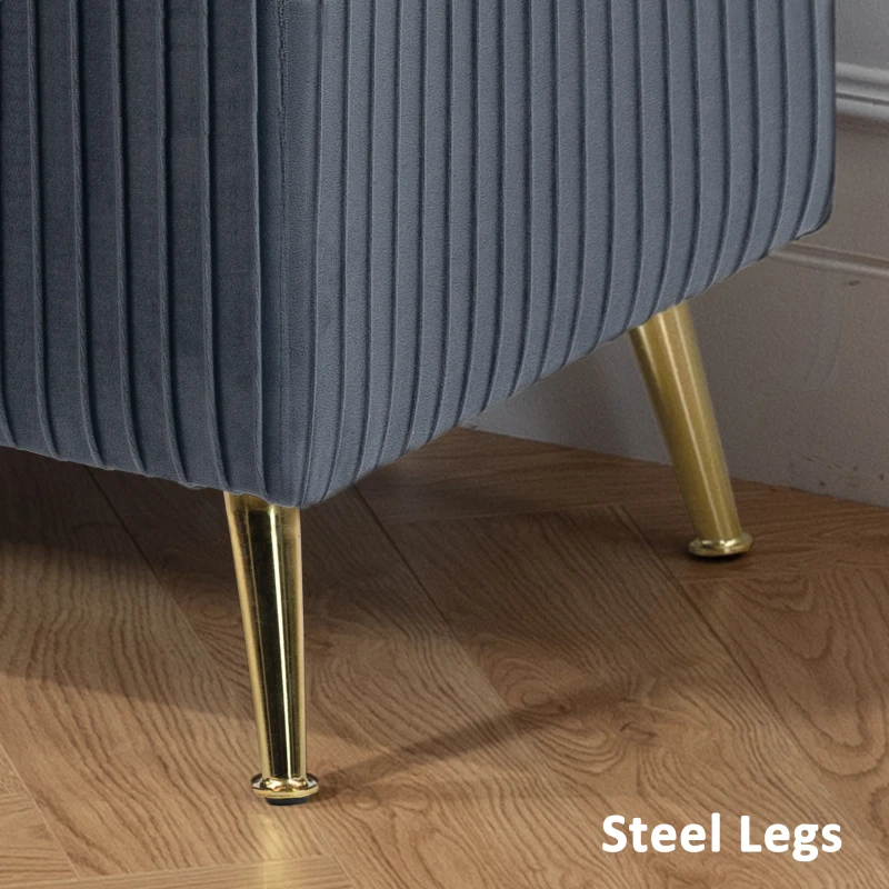 HOMCOM Storage Ottoman Bench, 43 Inch Large Storage Chest with Steel Legs and Padded Seat, Foot Rest, Load 485 lbs, Dark Grey