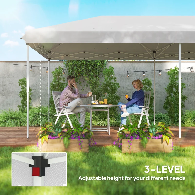 Outsunny 10' x 20' Pop Up Canopy Tent Gazebo with Removable Mesh Sidewall Netting, Carry Bag for Backyard Patio Outdoor, White