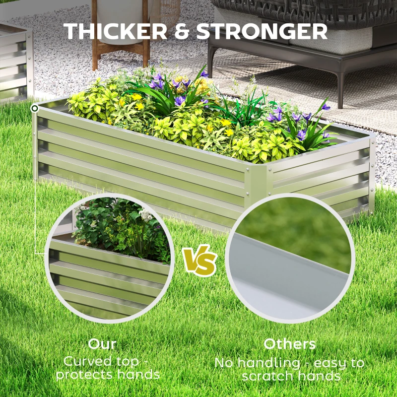 Outsunny Galvanized Raised Garden Bed, 4' x 2' x 1' Metal Planter Box, for Growing Vegetables, Flowers, Herbs, Succulents, Silver
