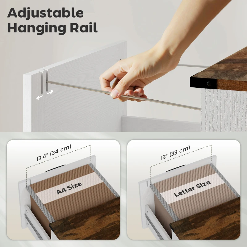 HOMCOM 4 Drawer File Cabinet with Silent Slides, Vertical Farmhouse Filing Cabinet Fits Letter/A4 Size Home Office, White