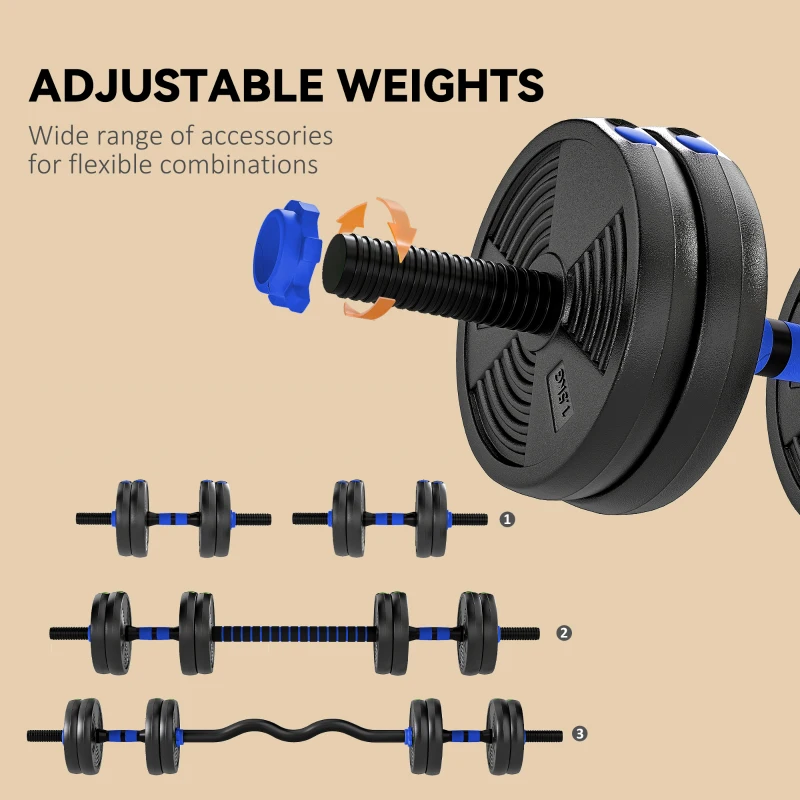 Soozier Adjustable Dumbbell Set, 3 in 1 Weights Dumbbells Set for Home Gym, 33lb Free Weights with Connector and Non-Slip Grip