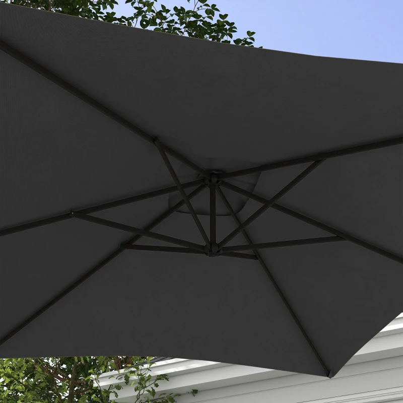 Outsunny 3(m) patio offset umbrella, with Cross Base - Dark Grey