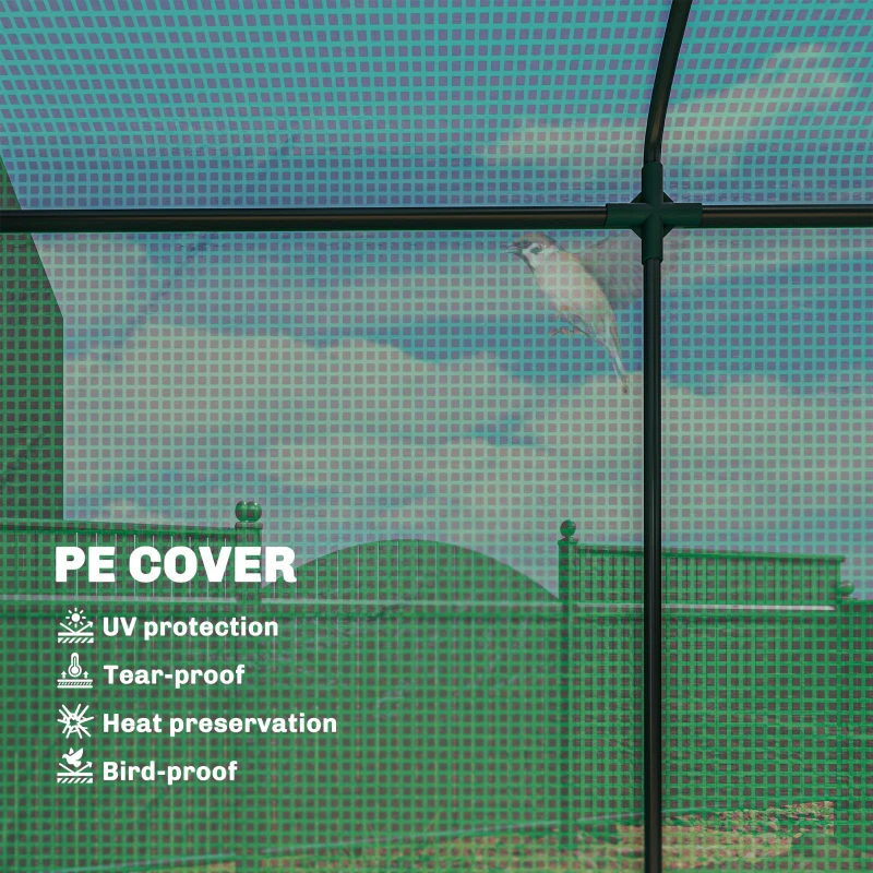 Outsunny Mini Greenhouse, Portable Greenhouse with Roll-Up Door and 2 Mesh Windows, PE Cover, 78.7" x 29.5" x 74", Green