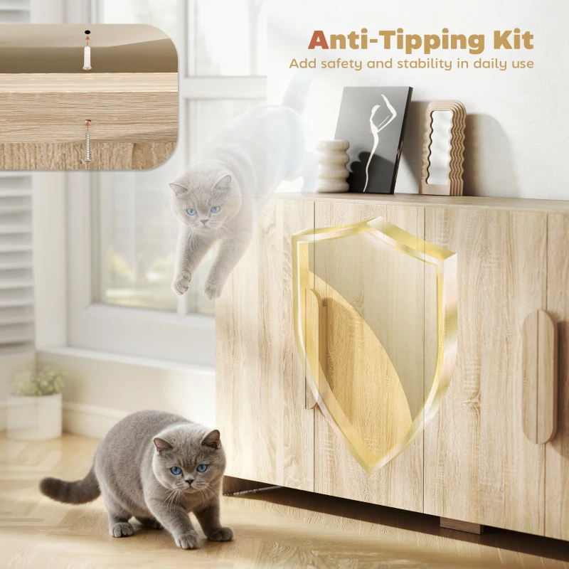 HOMCOM Sideboard Buffet Cabinet, 62" Modern Kitchen Storage Cabinet with Soft-Close Doors and Adjustable Shelves, Natural Wood